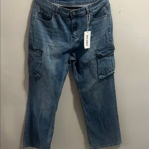 Camo Denim Wide Leg Jeans with Pockets